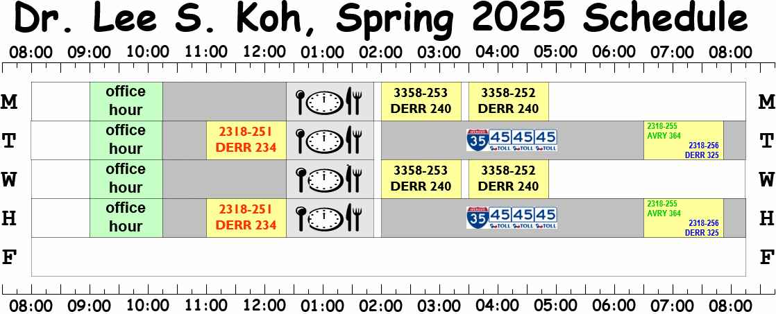 Schematic of Instructor's Schedule